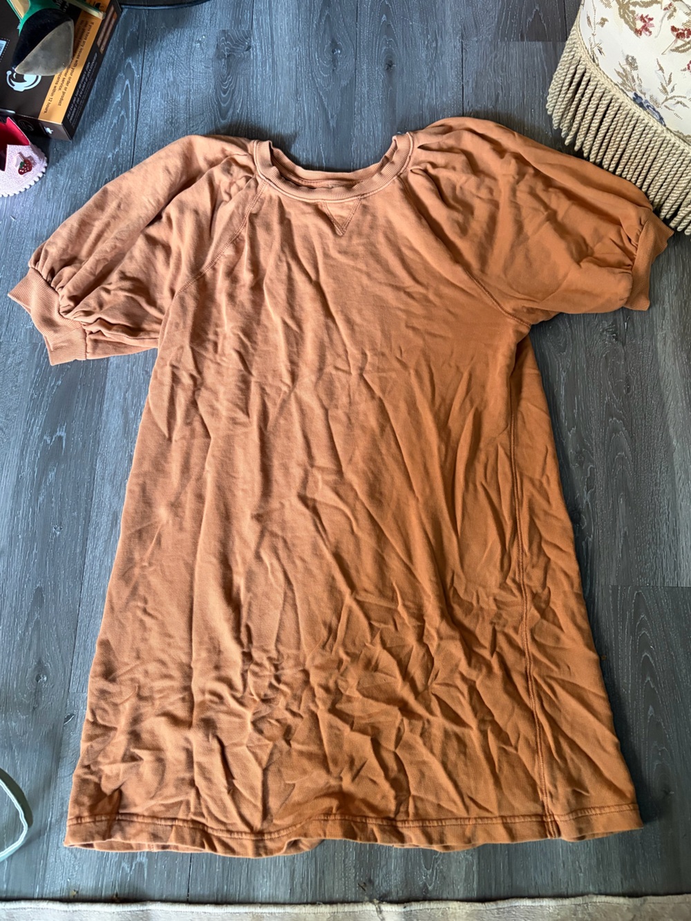 Universal thread Rust Orange Short Puff Sleeve Sweatshirt Dress